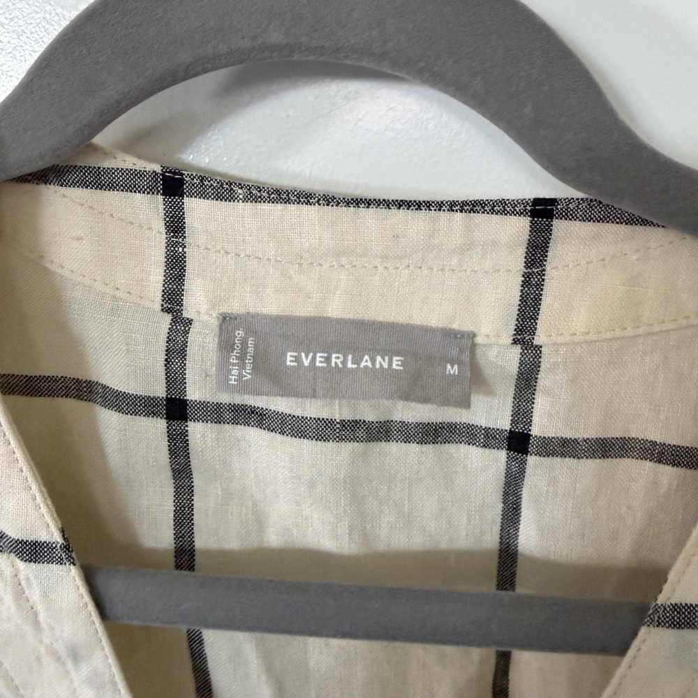 Everlane Cream and Black Checkered Top - Picture 2 of 2